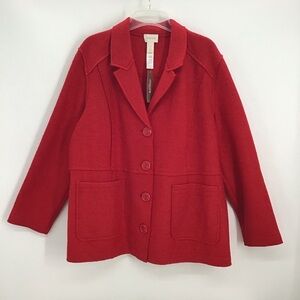 Chico’s NWT Boiled Wool Blend Jacket Coat Career Casual Stretch Red Size 3